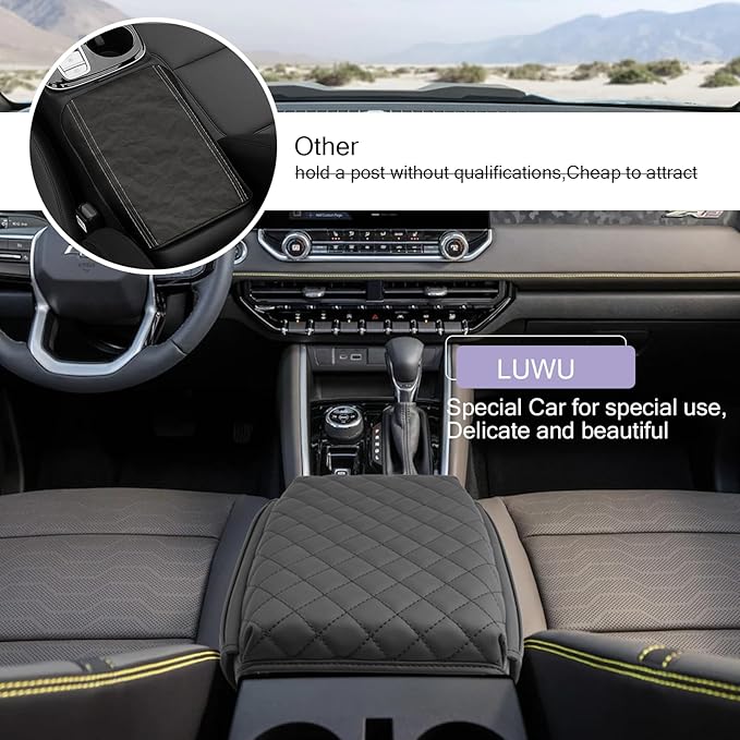 LUWU 2025 2026 Canyon Center Console Cover Compatible with 2023 2024 2025 2026 GMC Canyon & Chevrolet Colorado Accessories Armrest Cover Center Console Pad Armrest Console Cover (Thick Black)