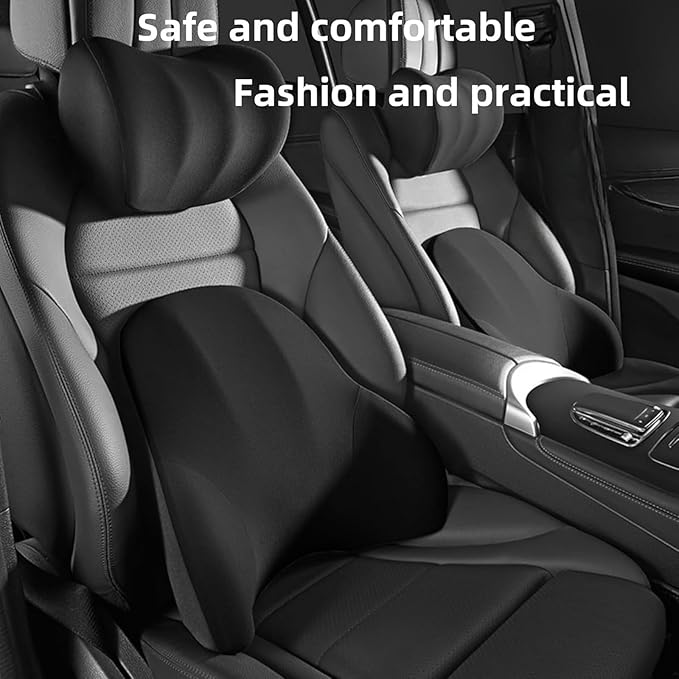 Car Headrest Lumbar Support Cushion for Honda Civic 2025-2016 LX/Sport/EX-L/Hybrid,Ergonomic Seat Headrest Cushion for Neck Back Pain Relief Memory Foam Breathable Removable Cover for Office Chair Car
