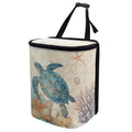 Car Accessories Back Seat Multipurpose Cars Trash Can with Lid, Leak Proof Waterproof Hanging Cars Garbage Can for Road Trip Travel, Turtle Starfish Print