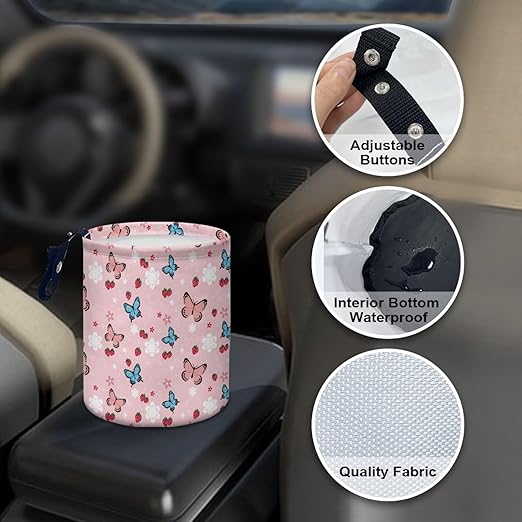 Butterfly Daisy Car Trash Storage Box Multifunctional Garbage Bags for Car, Office, Home, Travel Camping Accessories, Easy to Clean