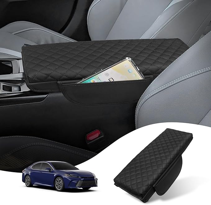 Custom for Center Console Cover 2025 2026 Toyota Camry Armrest Cover Accessories PU Leather Armrest Seat Box Cover Protector with Pockets Storage Bag