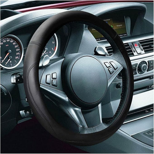 14.5"-15" Car Steering Wheel Cover, Microfiber Leather Cover, Anti-Slip Breathable Steering Wheel Decoration, Universal Steering Wheel Accessories for Diverse Cars (Black)