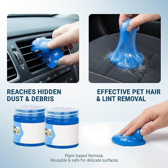 2-Pack Car Cleaning Gel, Auto Detailing Putty for Vents & Crevices, Reusable Dust Remover for Car Interiors Cleaning Gel Putty for Cleaner