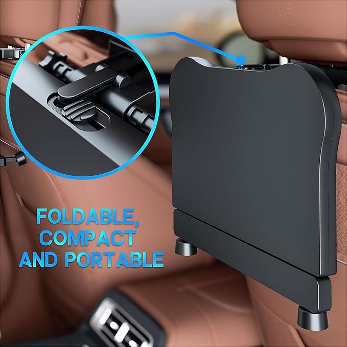 Foldable Travel Tray for Rear Passenger Seat, Car Food Trays for Eating, Car Desk for Laptop Working on The Road with Non-Slip Mat