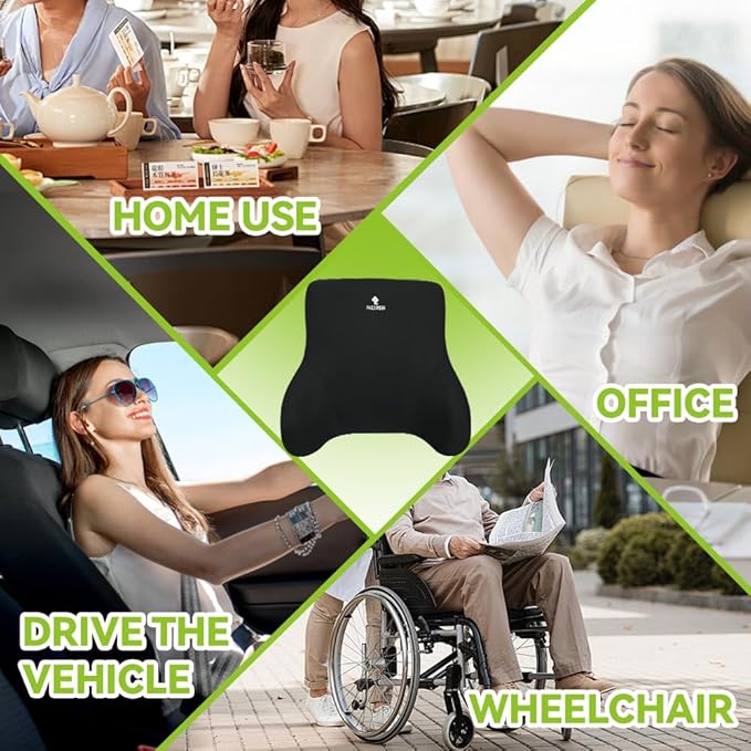 FAIZJUNBEN Lumbar Support Pillow, Memory Foam Cushion, Improve Posture and Relieve Low Back Pain, Lumbar Support for car Seats, Gaming Chairs, Office Chairs, wheelchairs