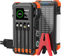 Solar Jump Starter, 5000A Peak 12V Car Battery Jump Starter for Up to 10.0L Gas & 6.0L Diesel Engines, Jumper Cables & Solar Power Bank, Car Accessories & Gift for Men, Husband, Dad, Organge