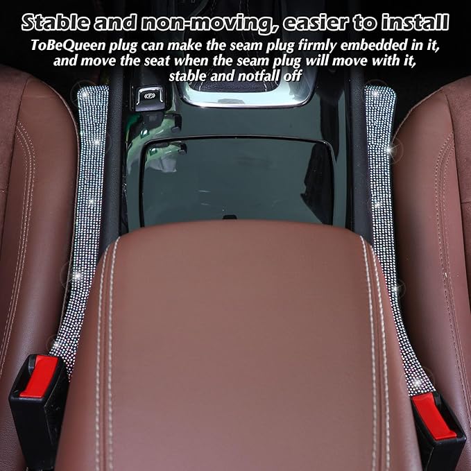 Briwill Bling Seat Gap Filler Handmade Crystal Rhinestone Diamond Bling Gap Filler for Car SUV Truck Colorful Bling Car Accessories for Women(AB Color)