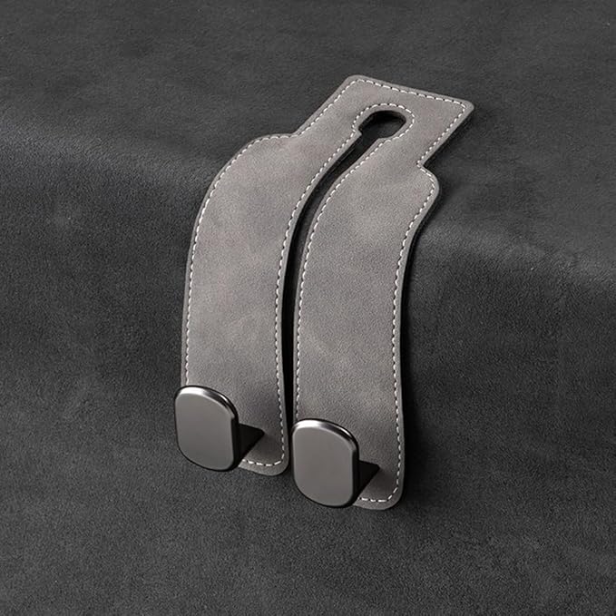 Leather Car Hooks, Car Back Seat Hooks, Car Headrest Hooks Universal for Bag Hooks, Ideal for Back Seat Storage﻿ (1pack-gray)
