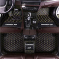 MELKEN Custom Fit Leather Car Floor Mats for 95% of Cars Full Coverage Floor Liners Car Mats (Black Yellow)
