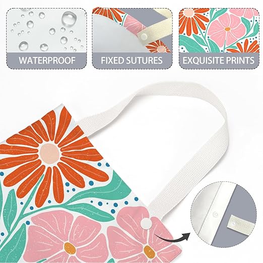 Pykfrhh Boho Floral Car Trash Can, Car Trash Bag Hanging, Waterproof Cars Back Seat Hanging Organizer and Storage Trash Bags for Vehicle Travelling Camping