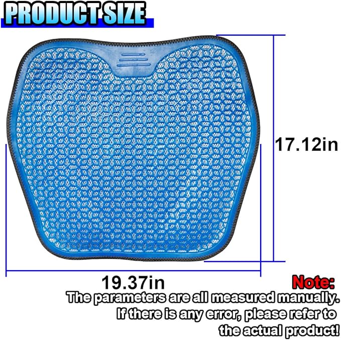 Gel Car Seat Cushion, Cooling Breathable Car Driving Seat Protector Cover, Comfortable Anti-Slip Chair Cushion Pad, Universal Automotive Interior Accessories for Sedan & Office (Blue)