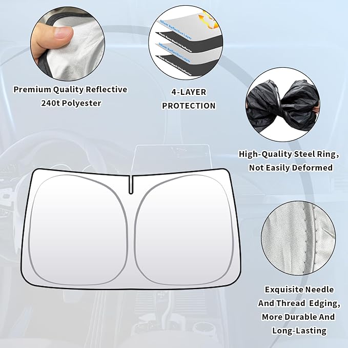 Thickened 2-Layer Front Windshield Sun Shade Compatible for Toyota Camry XV70 2017-2023, Foldable Custom Fit Sunshade Blocks 99% Heat, Keeps Car Interior Cool (for Camry XV70 2017-2023)