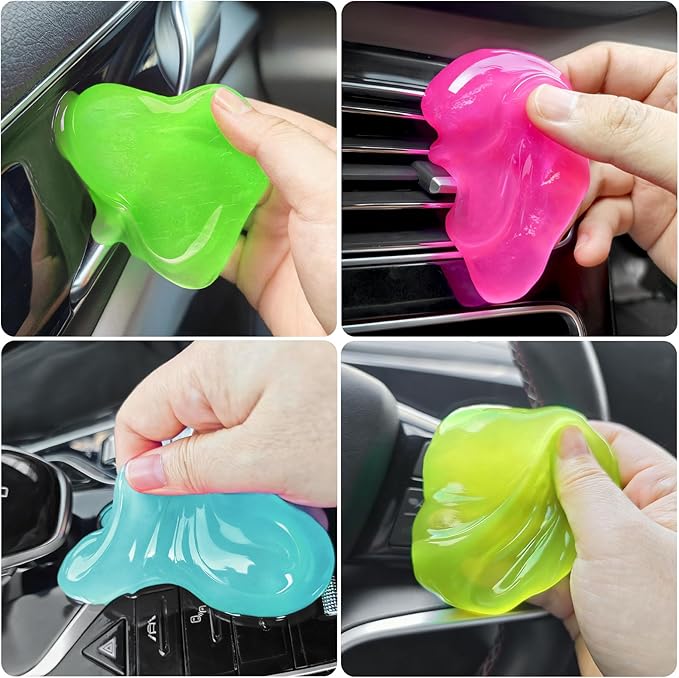 Car Cleaner Gels-4 Pack, Cleaning Gel for Car, Dust Cleaner Putty Cleaner Slime Cleaning Supplies Auto Detailing Tools, Cleaning Slime for Dust Removal, Cleaning Kit Gift for Men Women, 320g