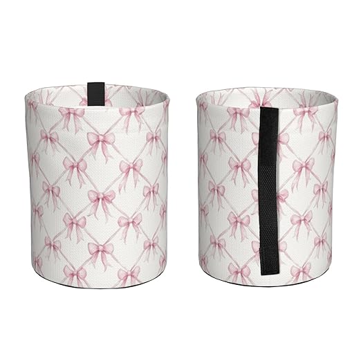 Pink Ribbon Bow Car Trash Can Leak-Proof Waterproof Hanging Trash Bin Collapsible Garbage Can for Car Accessories Travelling Camping