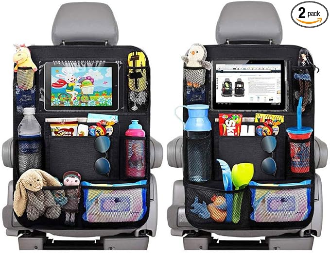 Car Backseat Organizer, Durable Waterproof Oxford Fabric Car Seat Back Kick Mats Protector with 9 Storage Pockets, 2 Pack
