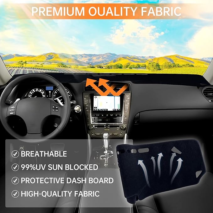 Car Dash Cover Mat Fit for 2006-2013 Lexus IS250 IS350, Dash Board Cover Pad Carpet, Dashboard Mat Non-Slip Pad Carpet Sunshield Protector Interior Accessories (Black)