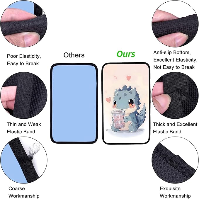JANENFNA Car Armrest Cover Pads Universal Fashion Cute Auto Center Console Armrest Cover Pad with 2PCS Car Coasters Soft Waterproof Car Armrest Seat Protector for Women,Cate Tyrannosaurus