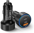 2-Pack Car Charger,93W 3 Ports Fast Charging Dual USB-C + USB-A Cigarette Lighter Adapter, PD & QC 3.0 Car Charger USB C Plug Compatibilie with iPhone 17 Pro/16/15/14,Samsung Galaxy S25/S24,Pixel