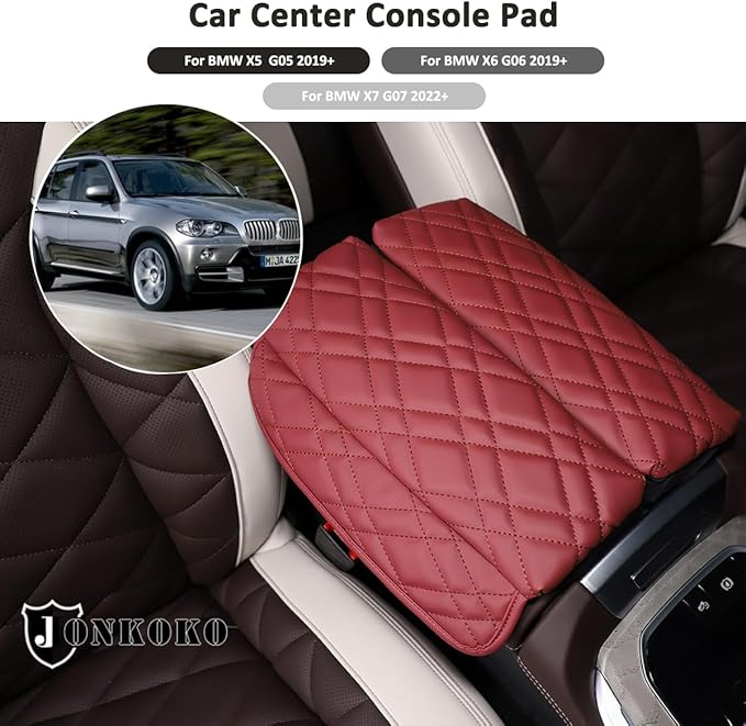 Car Center Console Pad for BMW X5 G05 X6 G06 X7 G07 2019-2023 Car Armrest Cover Leather Cushion Waterproof Car Armrest Seat Box Protector Accessories (Style C)