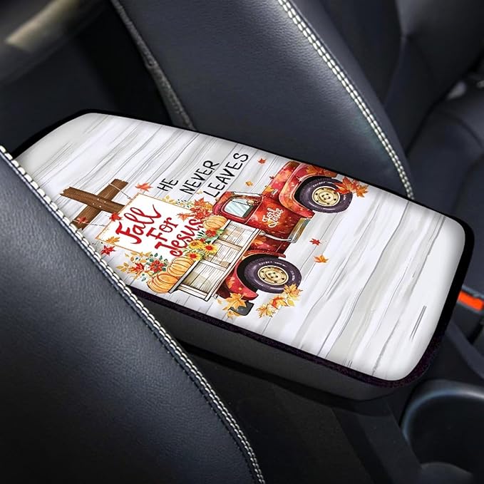 Center Console Cover for Women Men Southwestern Car Accessories Armrest Cover Center Seat Box Pad, Fall Truck