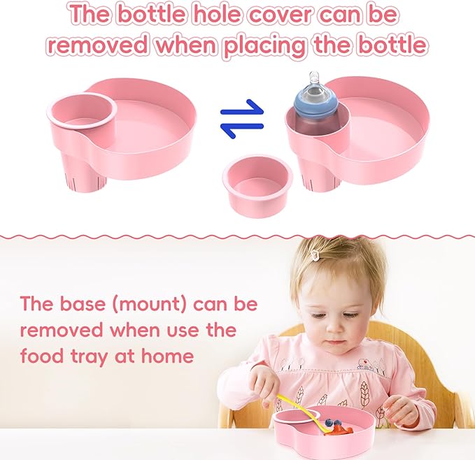 Kids Car Seat Tray, Travel Tray with Cup Holder for Toddler, Kids Car Seat Food Snack Holder for Road Trip, Stroller snack Organizer travel must haves - Pink Color