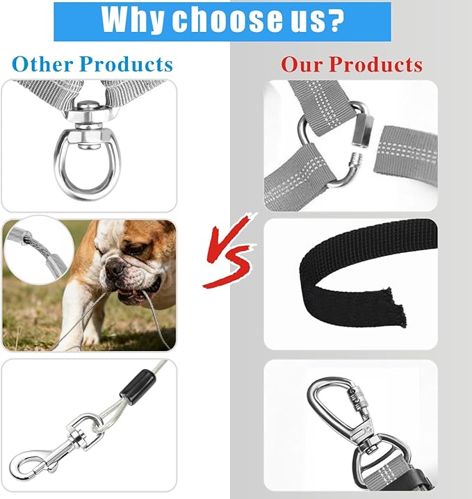 Idepet Dog Seat Belt for Car, 2 Pcs Stainless Steel Chew Proof Dog Seatbelt 3 in 1 Harness for Safety Heavy Duty Pet Seat Belt for Medium & Large Dogs (Grey
