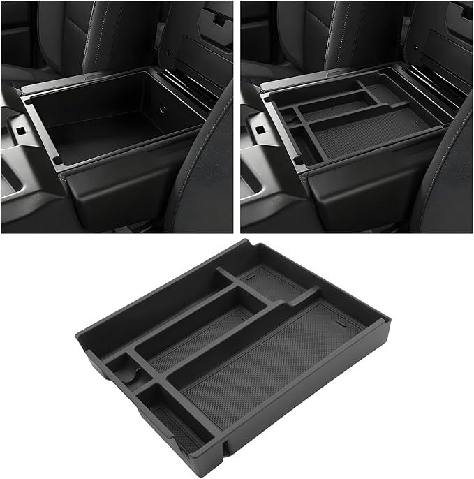 ASZSK for 2019-2026 Chevy Silverado/Sierra 1500& 2020-2026 Silverado 2500HD 3500HD (Split-Bench Folding Seat) Center Console Upper Center Console Organizer ABS Materials