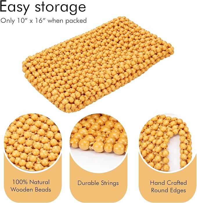 ZONETECH Beaded Car Seat Cover, Cooling Wood Bead Seat Cover, Breathable Semi Truck Seat Covers Massaging, Anti-Sweat and Back Support Features, Double Strung Universal Fit Natural Color 2-Pack