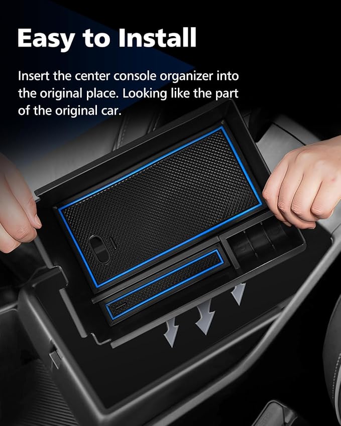 FIILINES Center Console Organizer for Kia Sportage 2023-2025 2026 Accessories NQ5 Center Console Tray Secondary Armrest Storage Box ABS Insert Container with Anti-Slip Mats