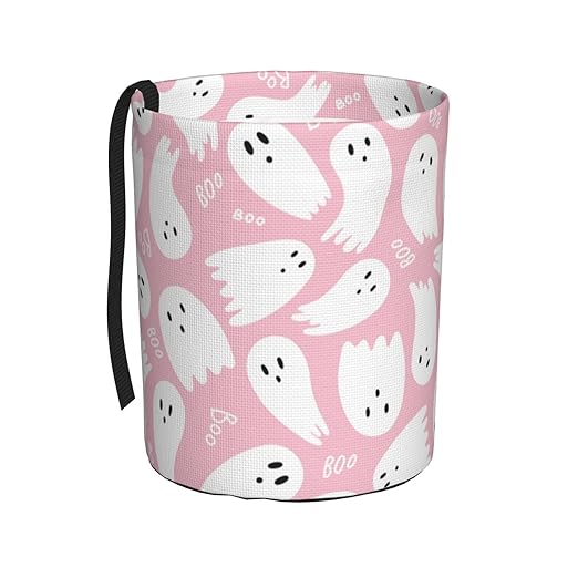 YANGDADA Pink Cute Ghost Car Trash Can Small Portable Car Garbage Bag for Back Front Seat RV's Camping Accessories