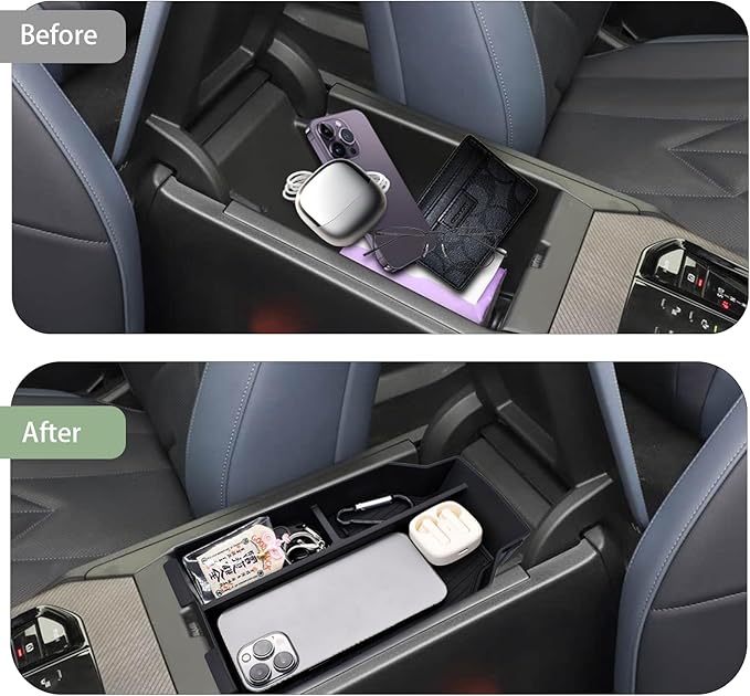 Center Console Organizer Compatible with BMW X3 2025 2026 (30 xDrive/M50 xDrive) , ABS Plastic & Anti-Slip Rubber Console Storage Box with Charging Hole, Center Organizer for 2025 BMW X3 Accessories