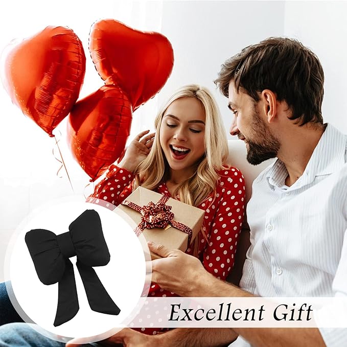 Cute Bow Car Headrest Pillow,Comfortable & Breathable Car Neck Pillows for Relief Neck Fatigue,Universal Head Rest Pillow for Cars Decoration as Birthday Gifts for Women,Girl (Black)