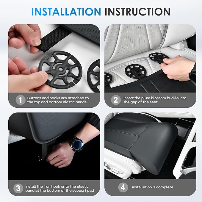 FLORICH Car Seat Extender Leg Support Cushion for Driver Seats Office Chair, Leather Memory Foam Widened seat Cushion for Long Drivers Universal Car Seat Cushion Legs Rest Pads-Black