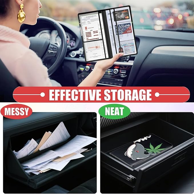 Car Registration and Insurance Card Holder for Women Men, Waterproof PU Leather Glove Box Car Organizer with Magnetic Shut, Vehicle Document Holder for Driver License,Cards, Cartoon Whale Smoking