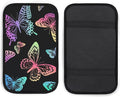 Black Rainbow Butterfly Car Center Console Cushion Pad,Waterproof Armrest Seat Box Cover Protector,Comfortable Car Decor Accessories Fit for Most Cars, Vehicles, SUVs