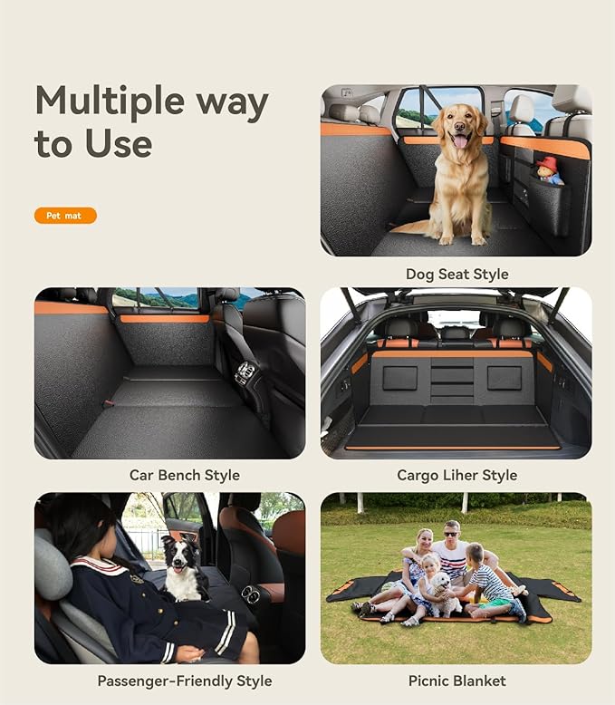 Letsenjoy Back Seat Extender for Dogs,Upgraded PU Leather Dog Car Cover for Back Seat with Hard Bottom Holds 400lbs,Waterproof Seat Protector Dog Hammock for Car, Universal Fits SUV Small Truck