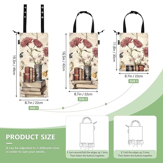 ALAZA Hanging Car Trash Bags Garbage Bag Trash Can for Back Seat Small Flower Book Washable Storage Bag Retractable 2 Pack