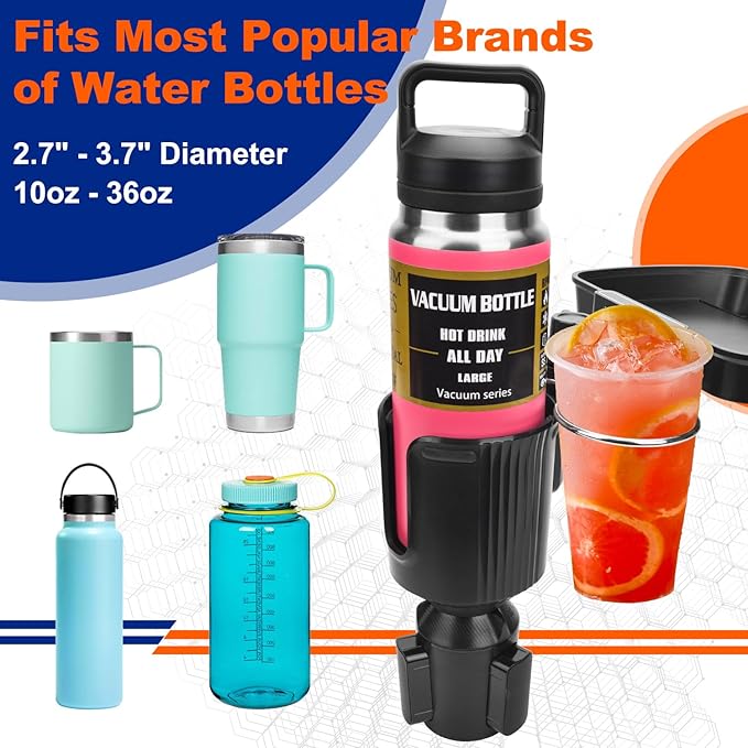 Cup Holder Tray for Car, 360° Rotating Car Tray, Car Food Table Tray for Eating with Solid Base & Phone Slot, Car Cup Holder Expander for Road Trip Essentials for Adults, ATCT-8