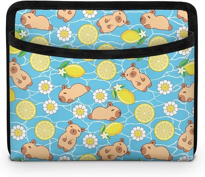 Renewold Capybara Lemon Flower, Car Side Pocket Organizer, Seat Side Storage Bag, Universal Pouch for Auto Door Window Console Seat Backrest, Purse Card Phone Sunglasses Holder, Car Accessories
