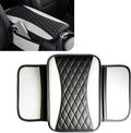 Patchwork Leather Center Console Cover, Upgraded Car Armrest Cover with 2 Storage Bags, Universal Arm Rest Covers for Car, Vehicle Interior Accessories Middle Console Cushion Organizer (White)