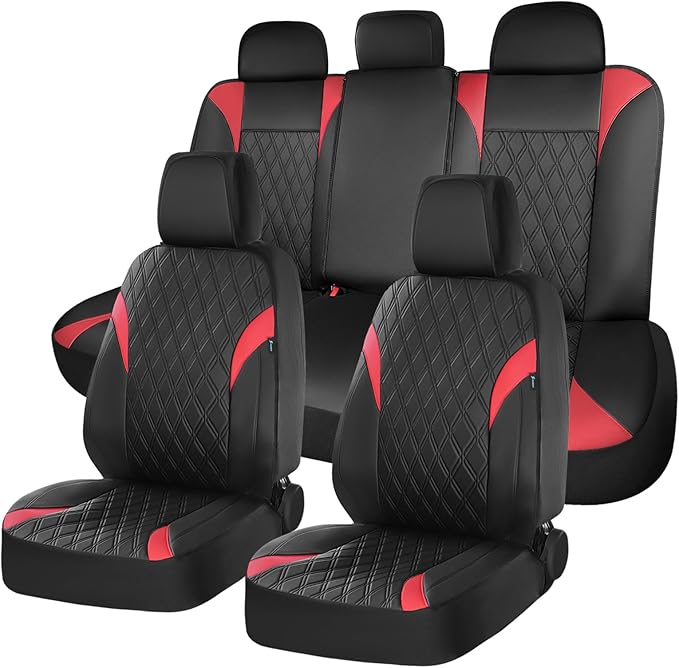 FLORICH Seat Covers Full Set, Leather Seat Covers for Cars, Waterproof Car Seat Protector Breathable, Front and Rear Seat Covers for Cars, Automotive Seat Covers Universal Fit for Most Car SUV Truck