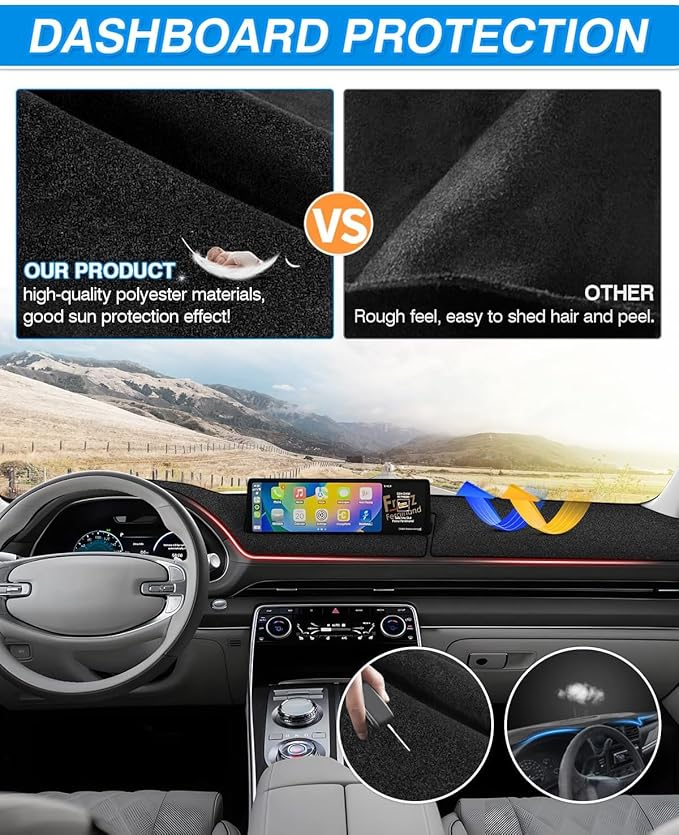 CARTIST Dash Cover Fit for Genesis GV80 2021 2022 2023 2024 2025 Dashboard Cover Mat for GV80 Accessories Non-Slip Carpet Sunshield Glare UV Rays Protector