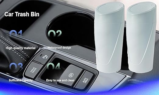 Car Trash Can Bin with Lid - 2 Packs Car Trash Bin-Car Trash Can Cup Holder-Mini Trash Garbage Can with 30pcs Small Trash Bags-Car Organizer Storage for Front Back Seat Accessories (light blue)