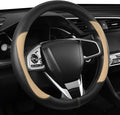 Car Steering Wheel Cover,Microfiber Leather Steering Wheel Cover Universal 15.5-16 inch, Anti-Slip Breathable Auto Wheel Cover Protector for Men Women (Black&Beige)