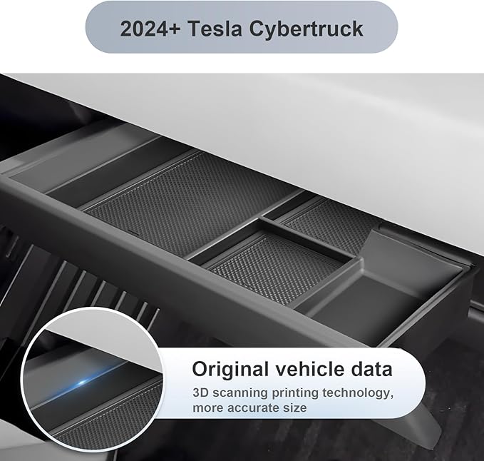 SKTU for 2024 2025 2026 Tesla Cybertruck Center Console Organizer 2024 2025 2026 Cybertruck Co-pilot Gloves Storage Box Cybertruck Accessories 2024 2025 2026 Cybertruck Passenger Side Glove Box