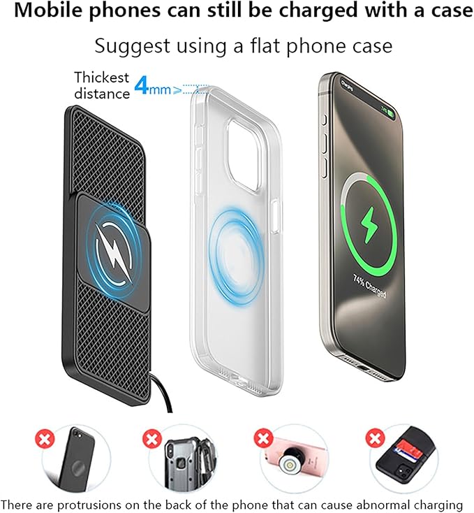 Wireless Car Charger Pad for Toyota RAV4 Hybrid (2018-2024) 5. Generation,20W Fast Wireless Phone Charger Cell Phone Cordless Charging mat,Non-Slip Phone Charging,30cm Cable Type-C