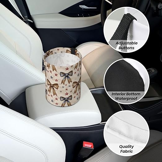 Elegant Bow Star Car Trash Can Leak-Proof Waterproof Hanging Trash Bin Collapsible Garbage Can for Car Accessories Travelling Camping