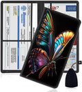 Car Document Holder with Magnetic Shut, Car Registration and Insurance Card Holder, Vehicle Glove Box Organizer Documents, Driver License, Auto Paperwork Organizer Wallet, Colorful Butterflies Pattern