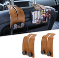 URIZZD 2PCS Leather Car Seat Hooks for Headrest, Vehicle Hanger Storage Organizer Universal for Handbag Purse, Car Accessories Gift (Brown-Black)