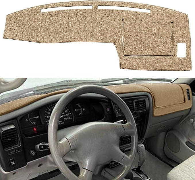 Dash Cover Mat Custom Fit for Toyota Tacoma 1998-2004, Dashboard Cover Pad Carpet Protector F83 (98-04 Beige)